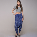 Blue Cotton Ikat Harem Pants