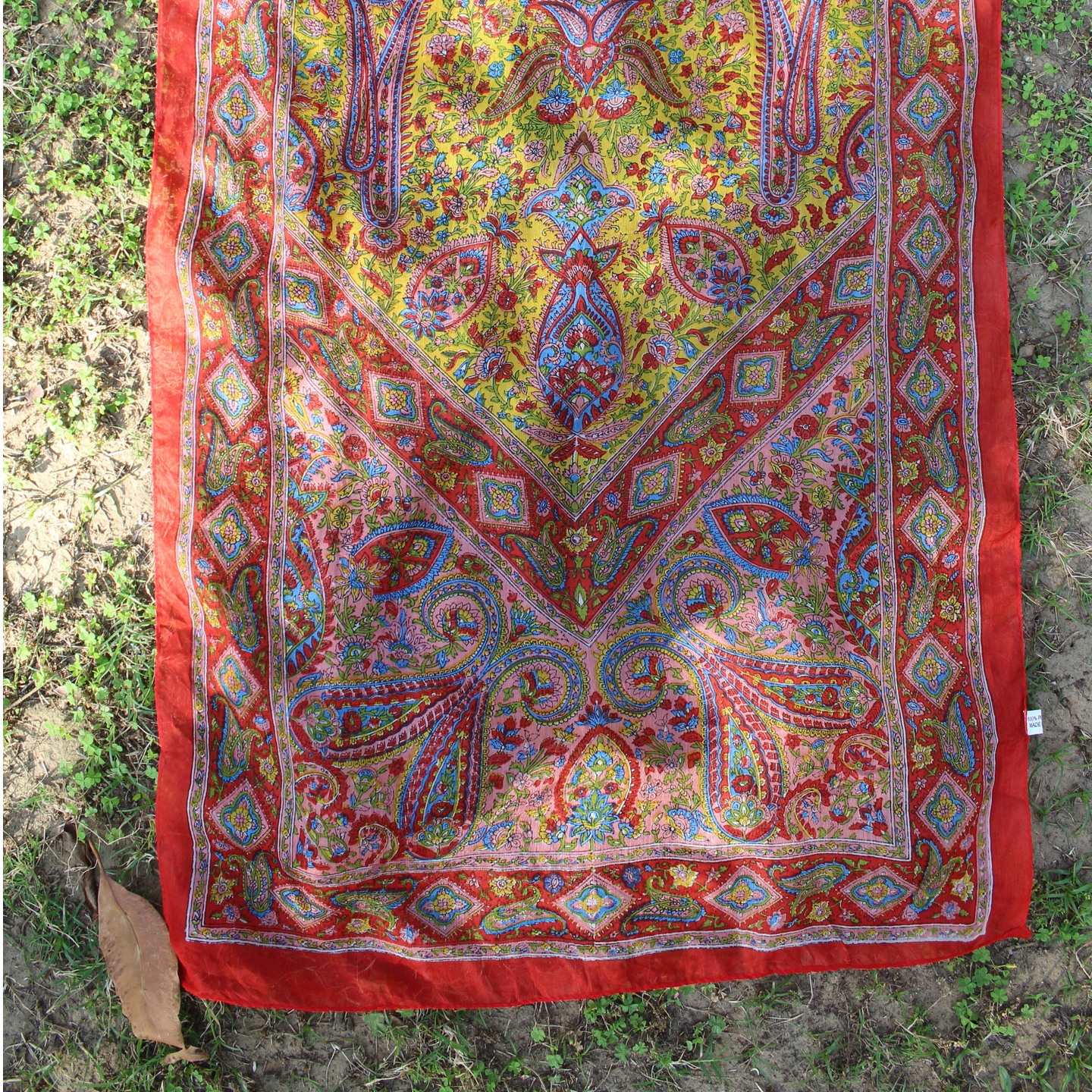 Red Silk Printed Paisely Scarf
