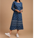 Indigo Dabu Cotton Printed Dress