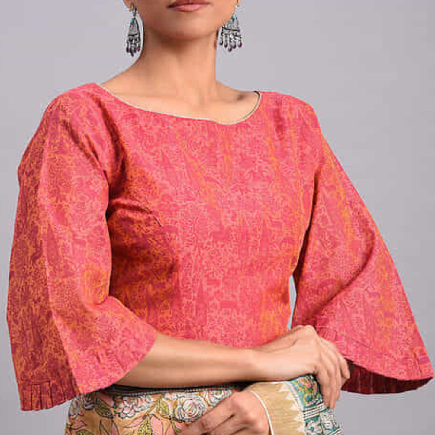 Pink Printed Chanderi