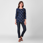 Blue Gold Pleated Tunic