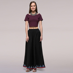 Black Cotton Silk Applique Palazzo
