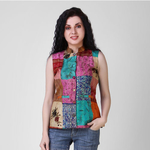 Vintage Silk Kantha Nehru Jacket