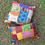 Vintage Silk Kantha Embroidered Cushion cover Set Of 2