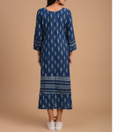 Indigo Dabu Cotton Printed Dress