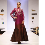 Ombre Dyed Silk Chanderi Embroidered Gather Dress