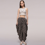 Grey Elasticated Waist Dabu-printed Cotton Dhoti Pants