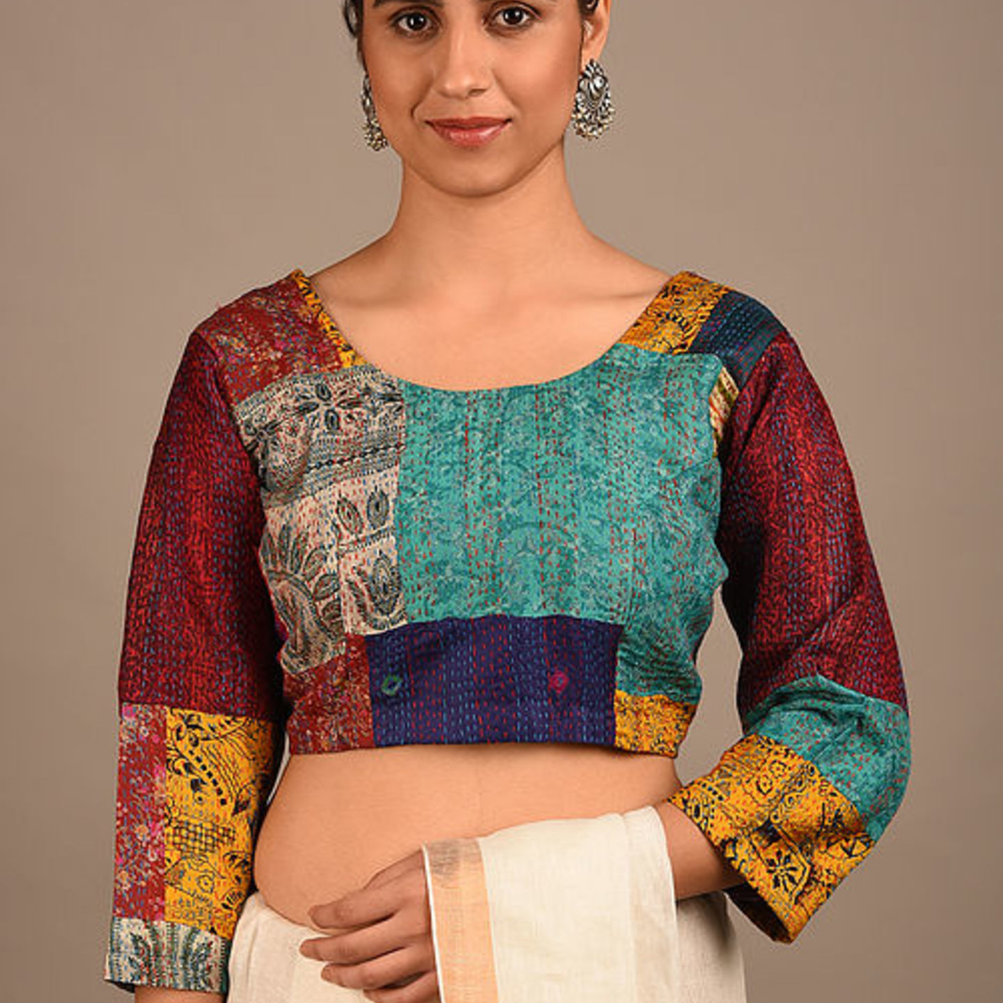Vintage Silk Kantha Full Sleeve Blouse