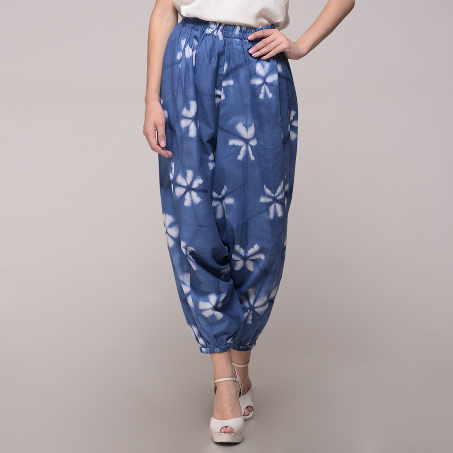 Clamp Dyed Floral Harem Pants