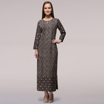 Grey Dabu-printed Cotton Patch Dress