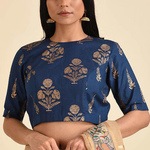 Blue Printed Cotton Blouse