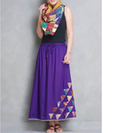 Purple Cotton Silk Kantha Patch Skirt