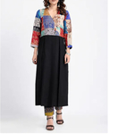 Black Kantha-Embroidered Cotton Kurta with Pants Set of 2