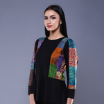 Black Kantha Peplum Top