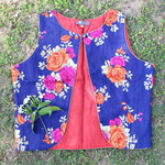 Blue Floral Printed Waist Coat