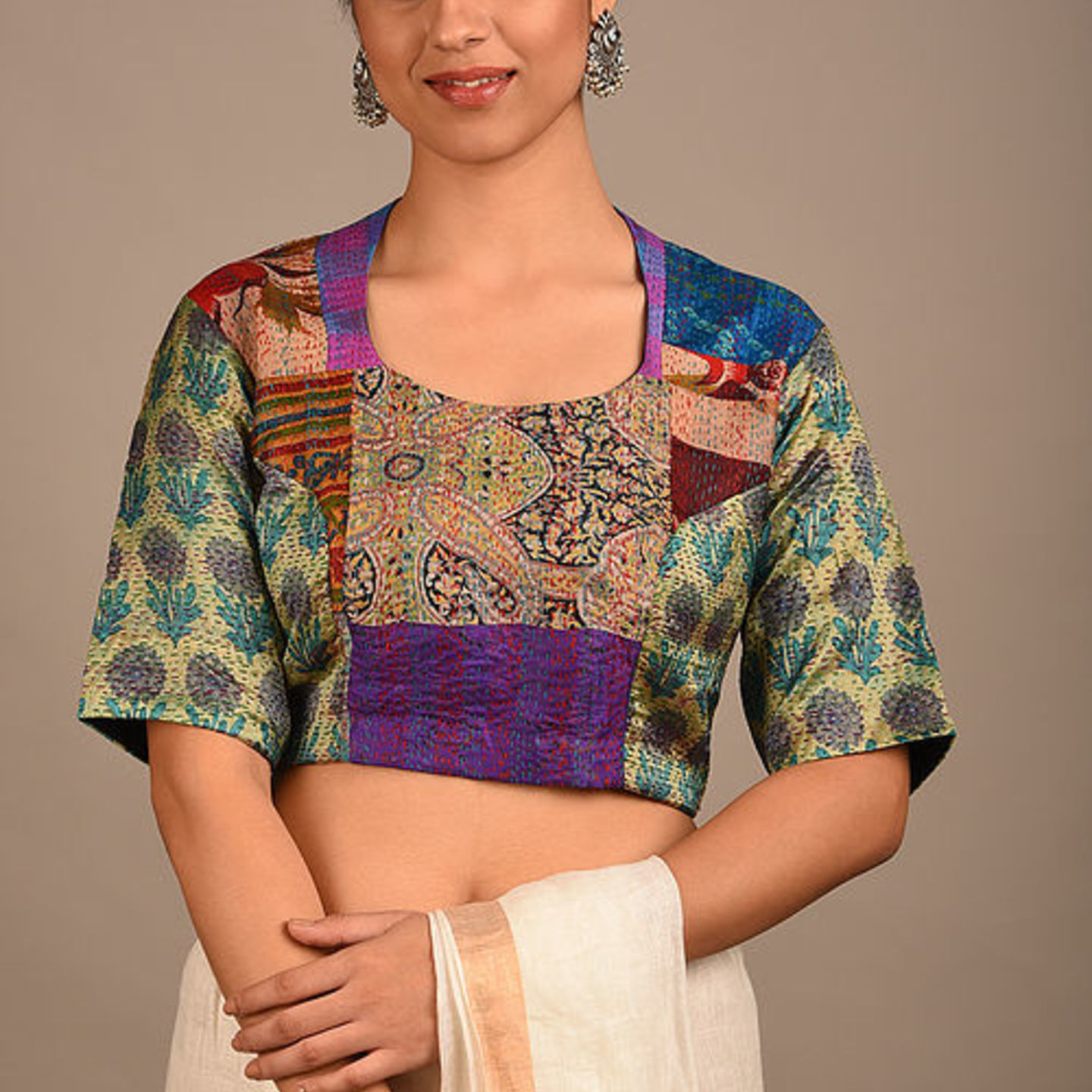 Vintage Silk Kantha Blouse