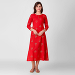 Red Gold Printed Dress
