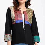 Black Kantha VintageSilk Patch Jacket