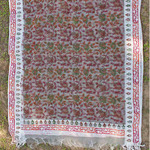 Red Green Silk Organza Handloom Block Printed Stole/Dupatta