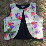Green Floral Dupion Silk Waistcoat