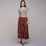 Red Chevron Cotton Ikat Palazzo Pants