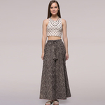 Grey Elasticated Waist Dabu-printed Cotton Palazzos