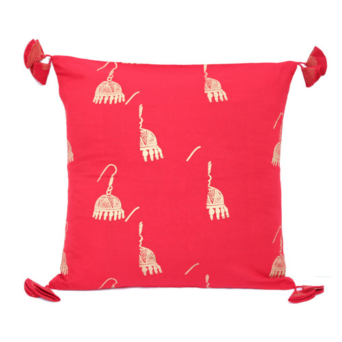 Red Gold Printed Indian Ethnic Cushion Covers Set of 2
