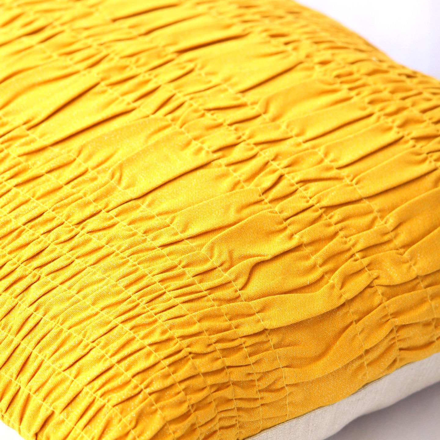 Yellow Cotton Lurex Gathered Cushion cover Set Of 2