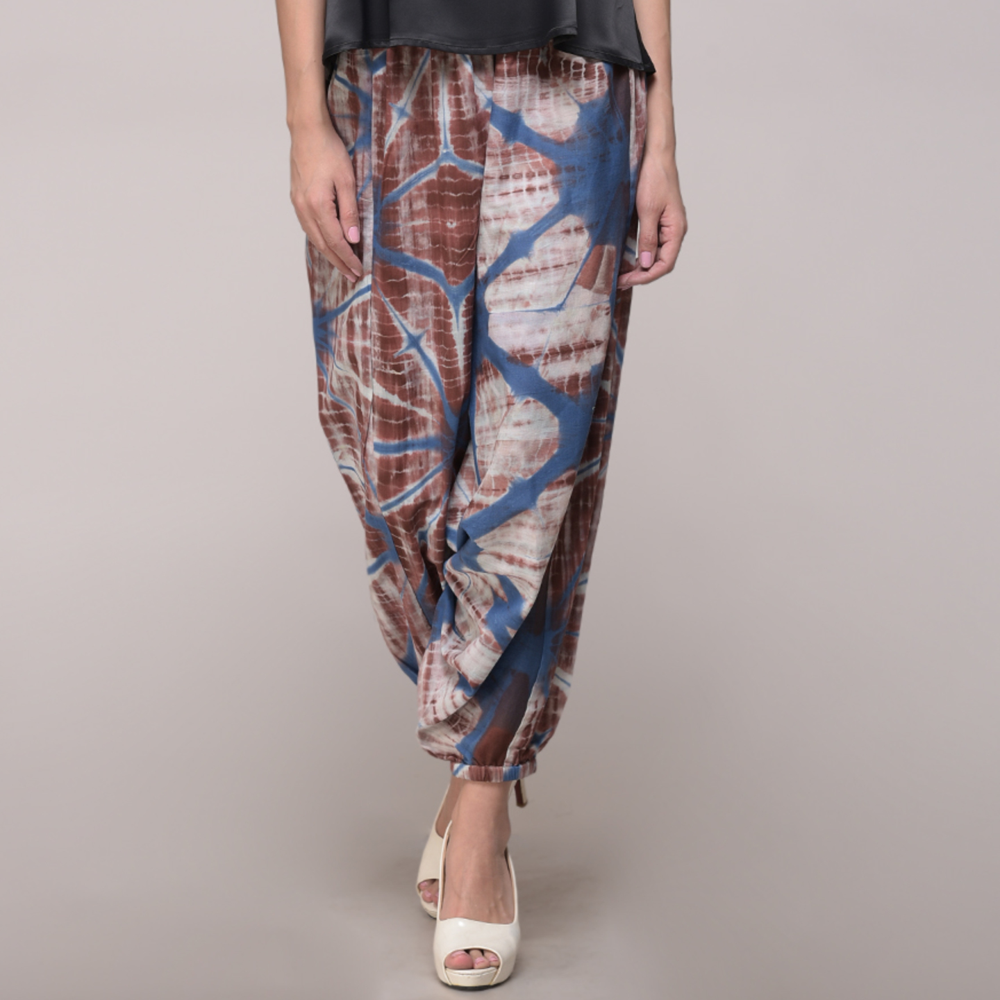 Blue brown Clamp Dyed Harem Pant