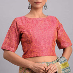 Printed Pink Chanderi Blouse