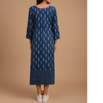 Indigo Dabu Cotton Printed Patch Dress