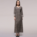 Grey Dabu-printed Cotton Dress