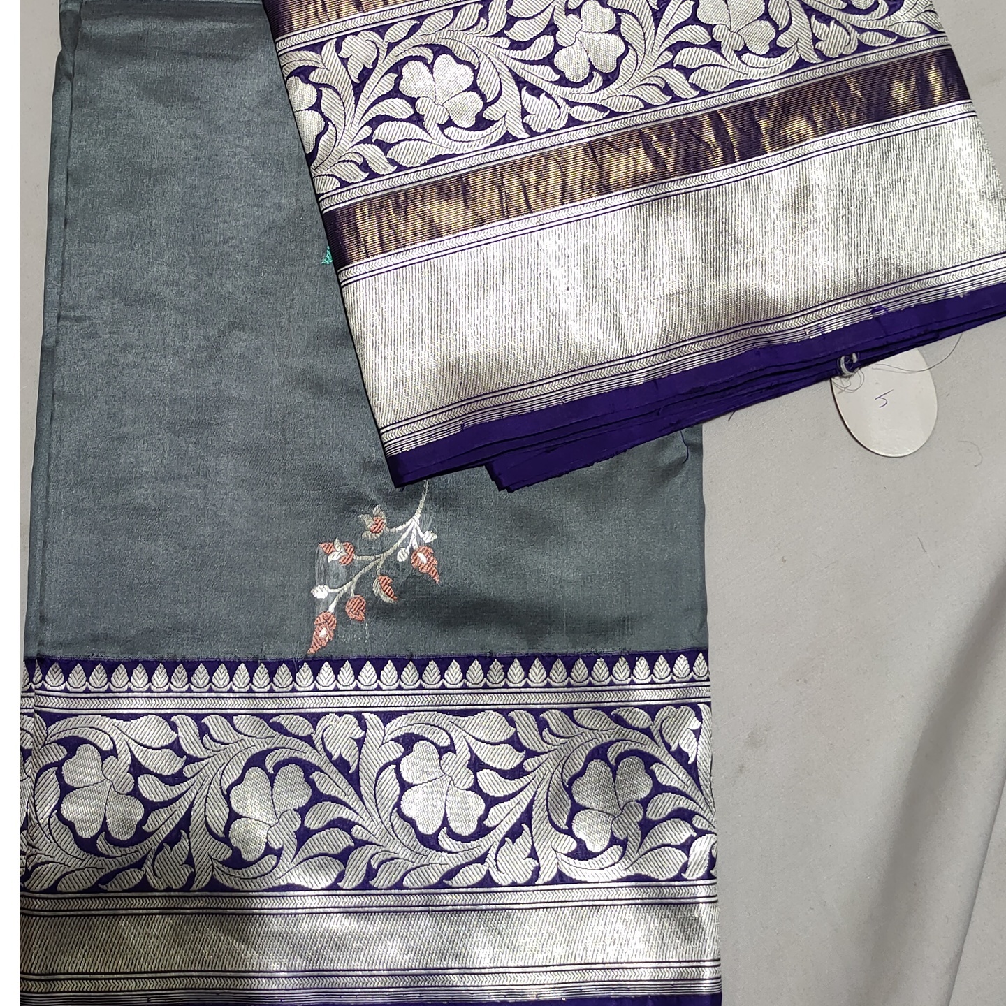 Grey Benarsi Silk Saree