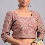 Printed Pink Chanderi Blouse