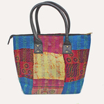 Vintage silk kantha Red Blue Tote Bag