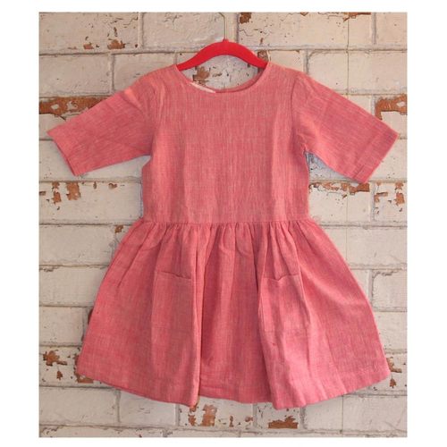 Pink Handloom Kala Cotton Girls Dress