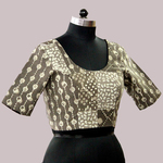 Brown Block Print Dabu Patchwork Blouse