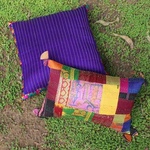 Silk Cushion Covers with Kantha and Embroidery (Set Of 2)