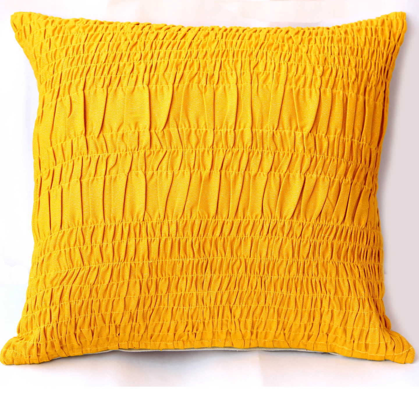 Yellow Cotton Lurex Gathered Cushion cover-18x18