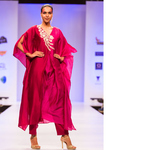 Silk chanderi Ombre dyed Embroidered Kaftan with Pants Set of 2