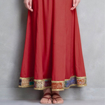 Red Cotton Silk Kantha Border Skirt
