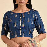Blue Printed Cotton Blouse