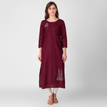 Vine Floral Embroidered Kurta