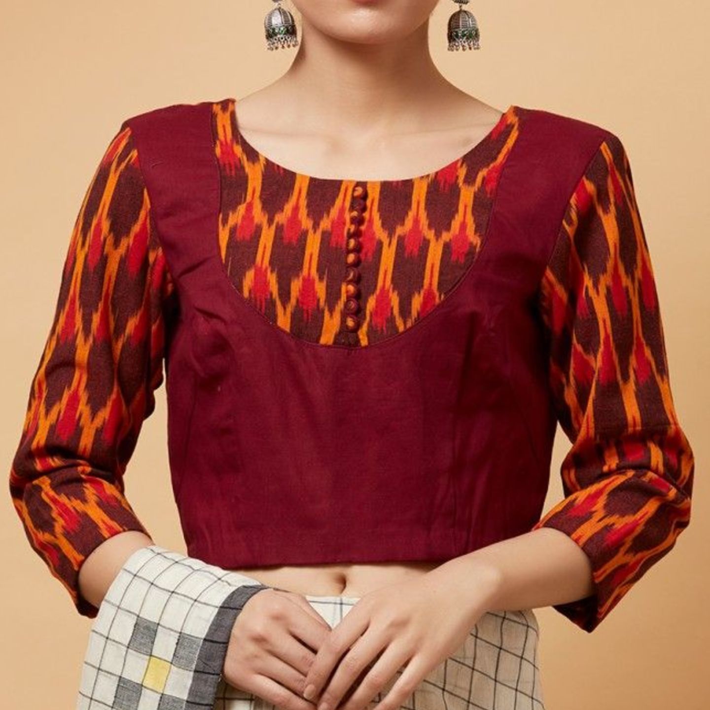 Ikat Cotton Patch Blouse