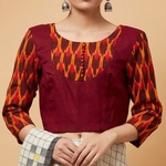 Ikat Cotton Patch Blouse