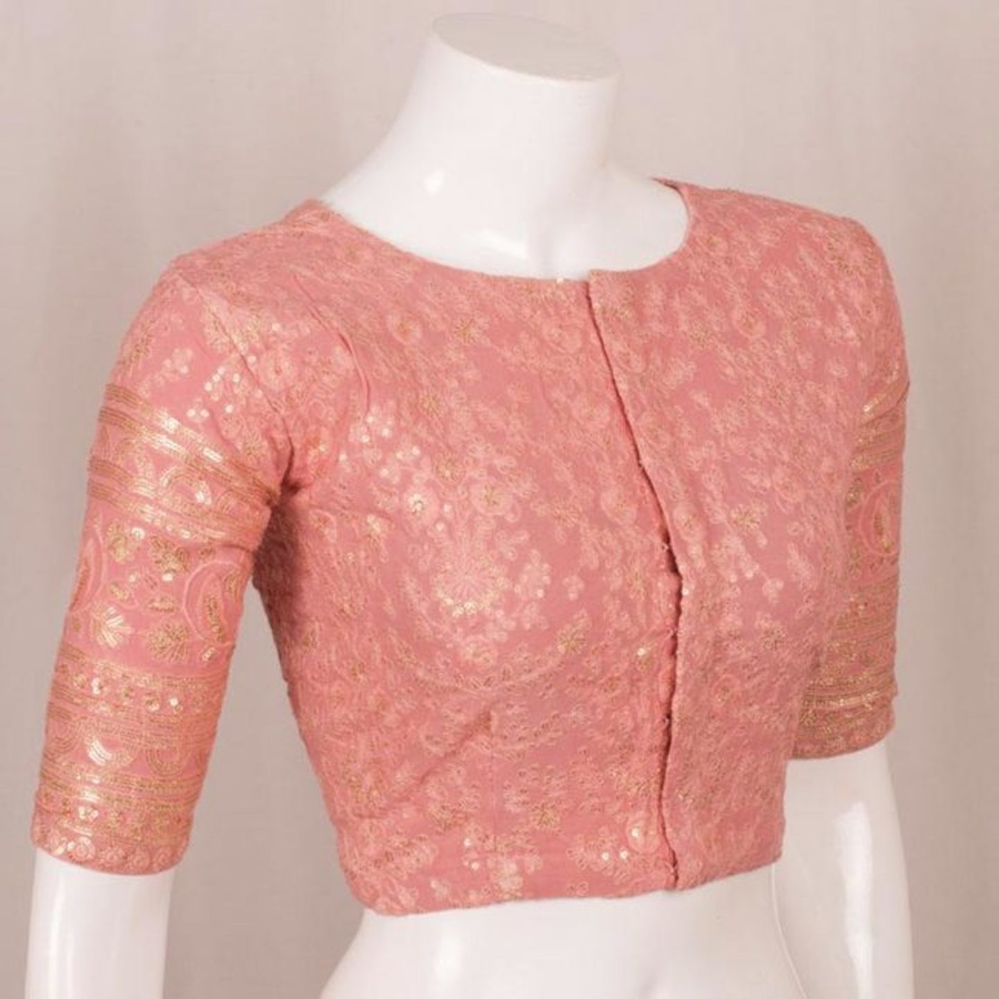 Handcrafted Heavy Embroidered Georgette Blouse With Sequin Embroidery