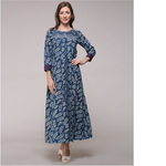 Leaf Print Pleated Maxi