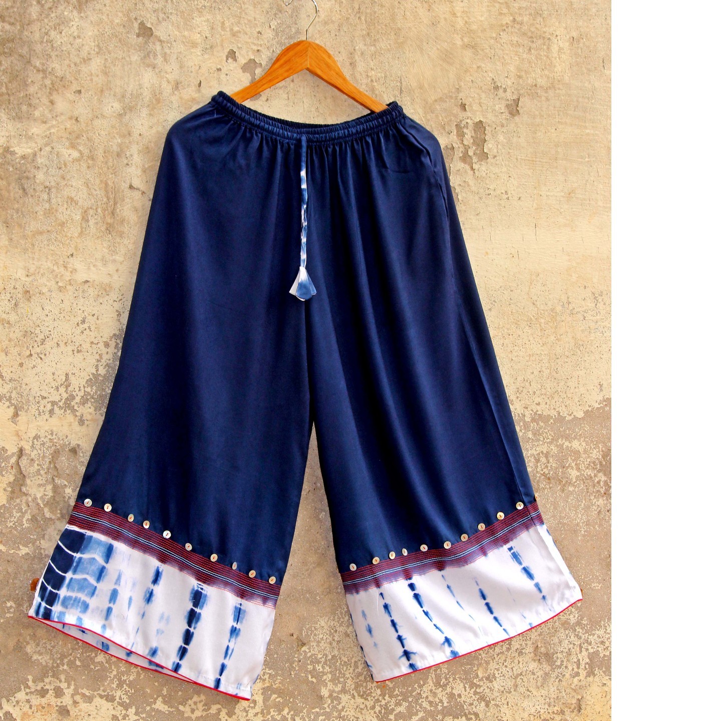 Indigo Tie Dye Embroidered Palazzo