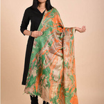 Marble print Banana Silk Beige Orange Stole Dupatta