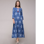 Blue Floral Slit Dress